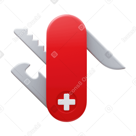 3D swiss army knife Illustration in PNG, SVG