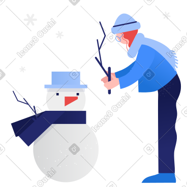 女人在外面堆雪人 PNG, SVG