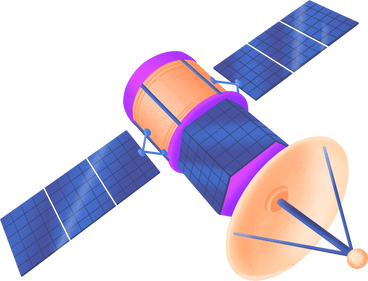 large blue-orange satellite PNG, SVG