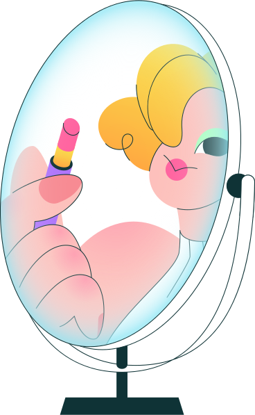 mirror with reflection of a woman PNG, SVG