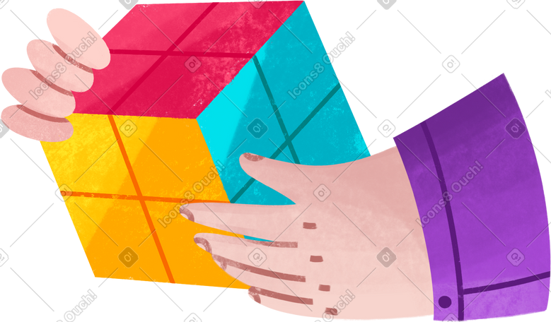 hands holding a rubik's cube PNG, SVG