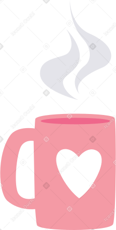 steaming mug with heart Illustration in PNG, SVG