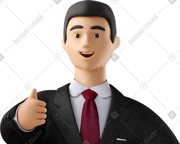 Close up of businessman in black suit giving thumbs up PNG, SVG