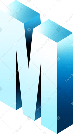 Изометрическая буква м в PNG, SVG