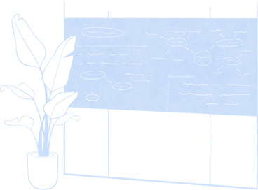 blue blackboard with plant PNG, SVG