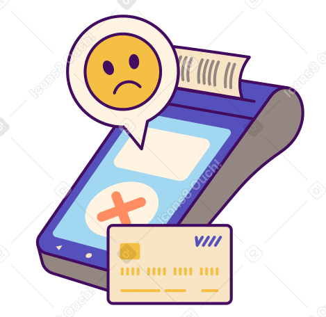 Payment by credit card declined animated illustration in GIF, Lottie (JSON), AE
