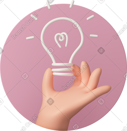 3D hand holding idea lamp PNG, SVG