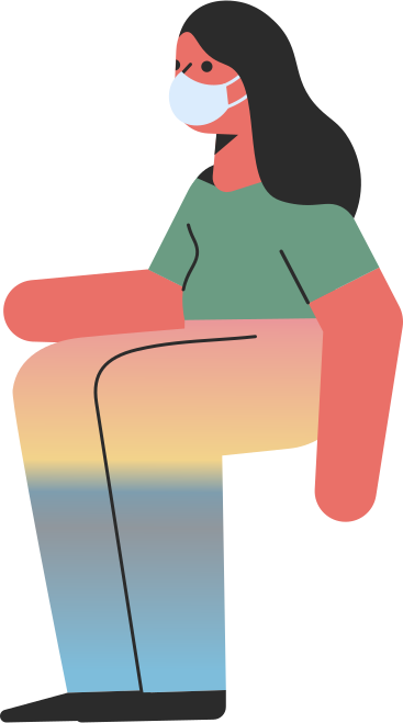 seated woman in a medical mask PNG, SVG