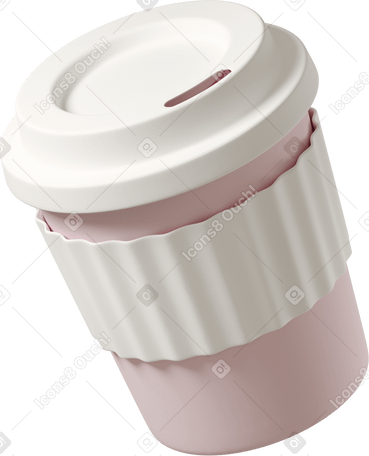 3D close up of pink coffee cup Illustration in PNG, SVG