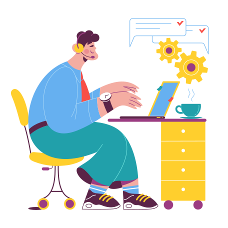 Service-support animated illustration in GIF, Lottie (JSON), AE