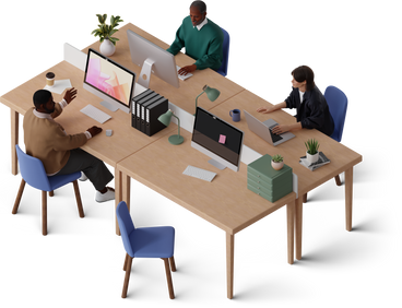 isometric view of colleagues working and talking in the office PNG, SVG