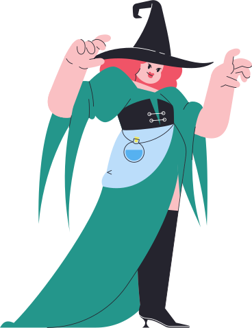 conjuring witch in hat PNG, SVG