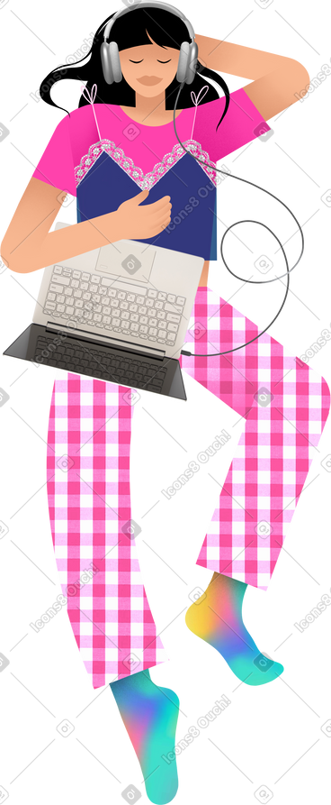 Young woman in pajamas lying PNG, SVG