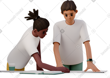 Two men working at the table PNG, SVG