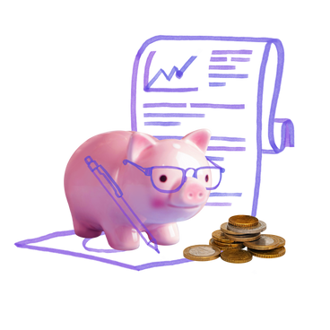 Financial literacy, piggy signing a document  PNG, SVG