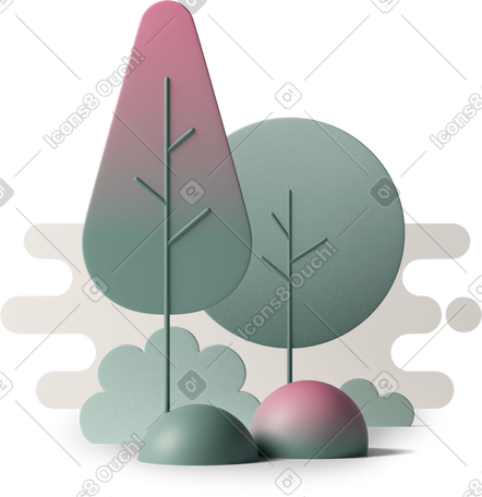 3D two trees PNG, SVG