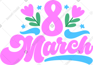 Lettering 8 march flowers text PNG, SVG