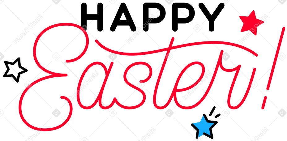 Счастливой пасхи в стиле каллиграфии в PNG, SVG