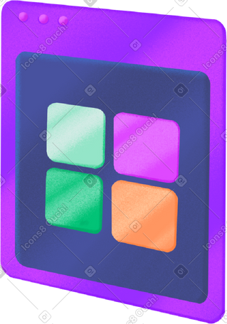 purple application window with colored squares PNG, SVG