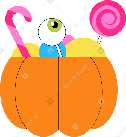 pumpkin with candies PNG, SVG