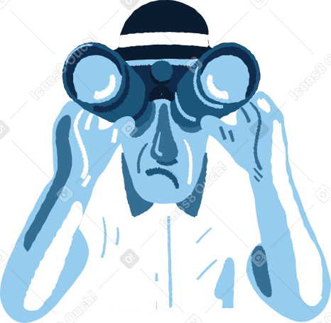 man with binoculars Illustration in PNG, SVG