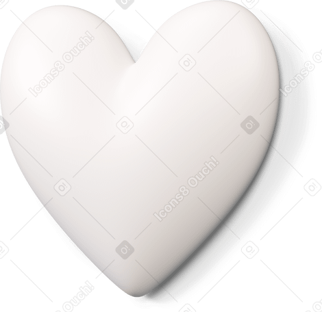 3D White heart icon turned to the left PNG, SVG