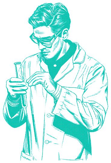 Scientist with the tubes PNG, SVG