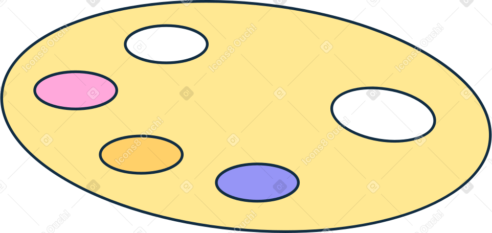 yellow palette with paints Illustration in PNG, SVG