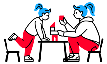 Illustration animée Enfant et femme jouant avec des cubes aux formats GIF, Lottie (JSON) et AE