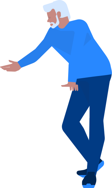 man leans on table and holds out his hand for handshake PNG, SVG