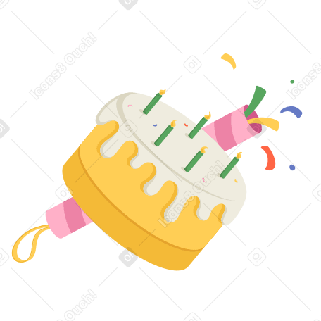 Birthday cake and party popper PNG, SVG
