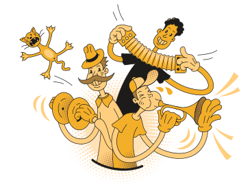 Music band playing musical instruments PNG, SVG