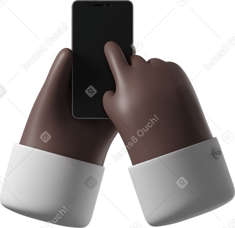 3D 拿着电话的黑皮肤手 PNG, SVG