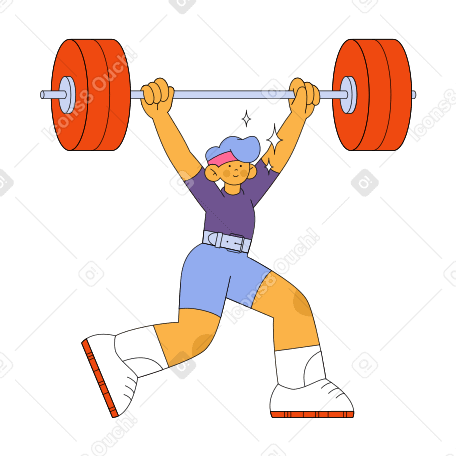 Man successfully lifting barbell Illustration in PNG, SVG