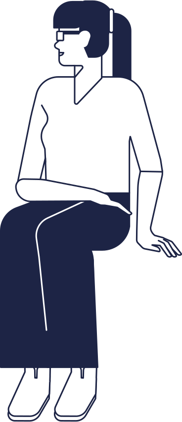 Girl is sitting and turned her head to the right PNG, SVG