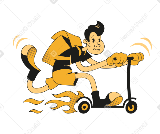 Man on a scooter animated illustration in GIF, Lottie (JSON), AE
