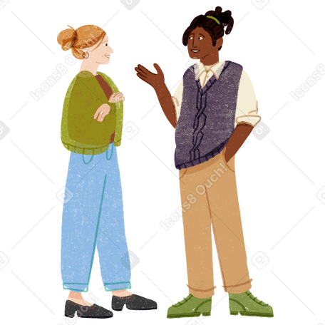 Mujer y hombre en ropa casual hablando PNG, SVG