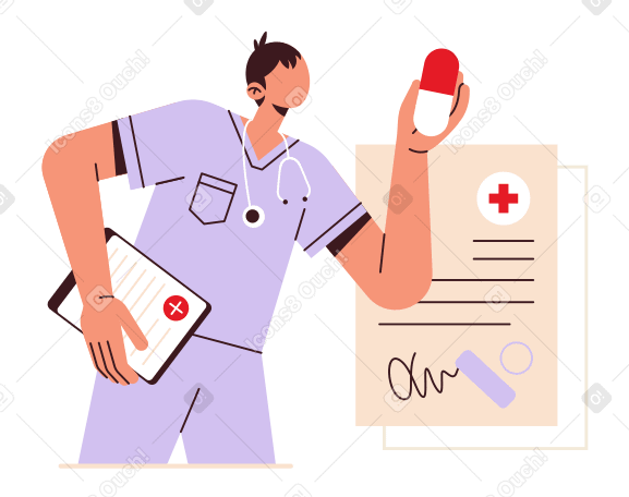 Доктор с таблетками и таблетками, прописывающими лекарства в PNG, SVG