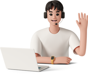 smiling man wearing headset with microphone в PNG, SVG