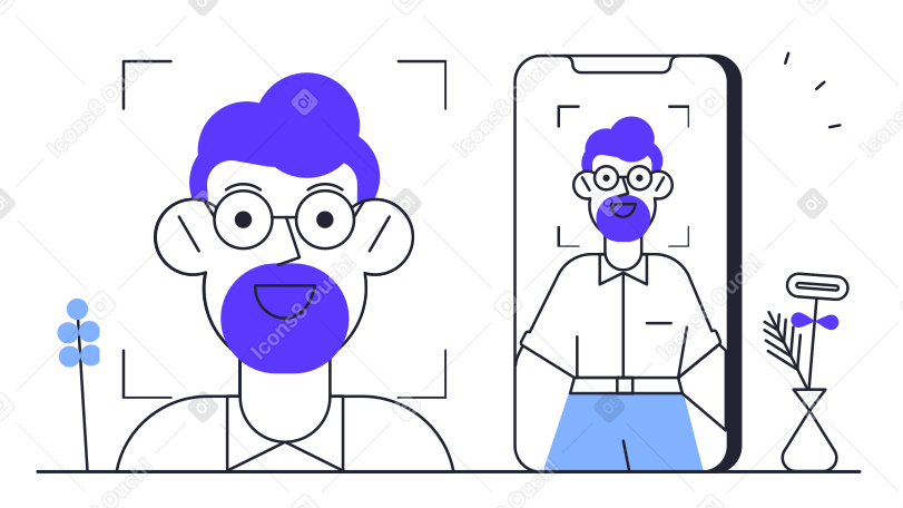 Face ID animated illustration in GIF, Lottie (JSON), AE