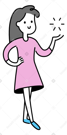 Young woman presenting, showing something PNG, SVG