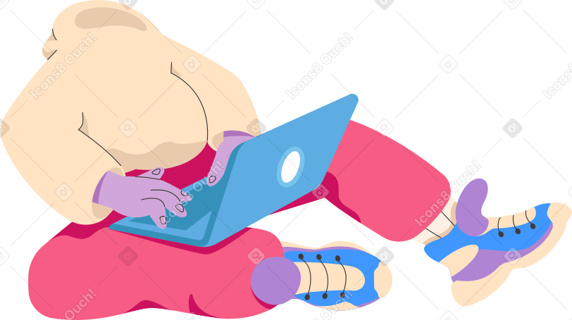 body with blue laptop Illustration in PNG, SVG
