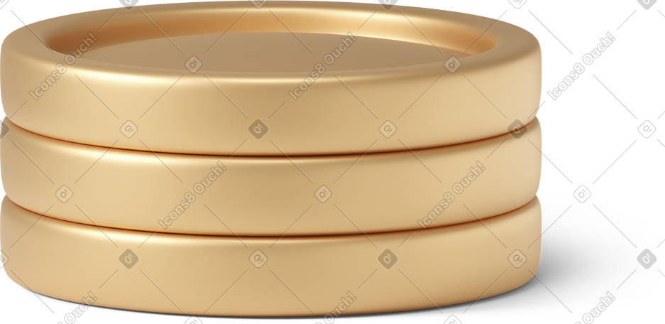 3D pile of three coins PNG, SVG