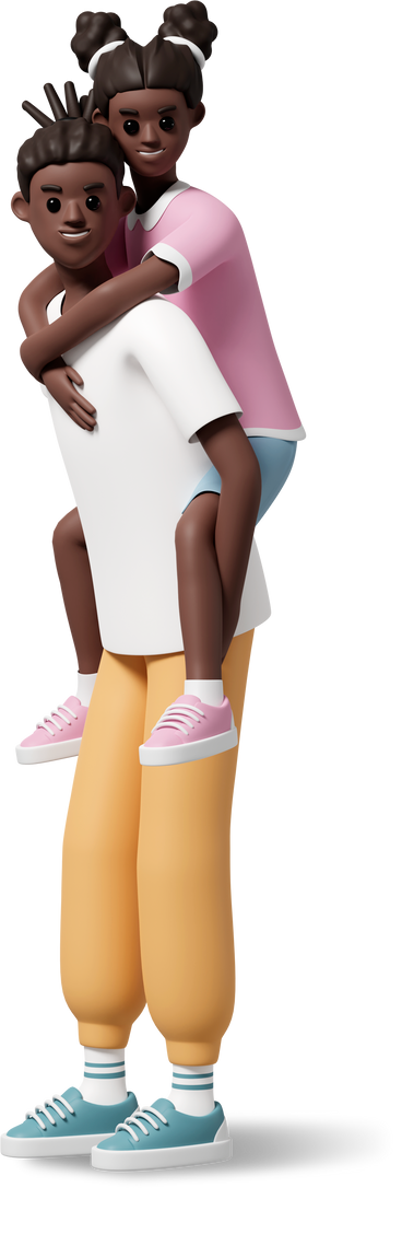 adult carrying girl on his back PNG, SVG