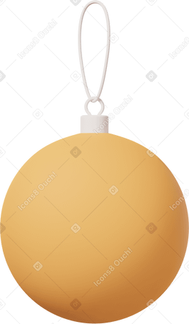 3D yellow christmas ball ornament Illustration in PNG, SVG