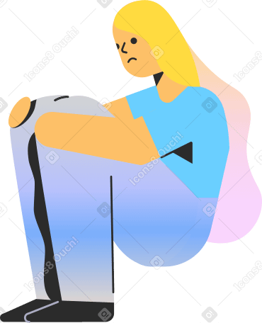 sitting sad woman Illustration in PNG, SVG