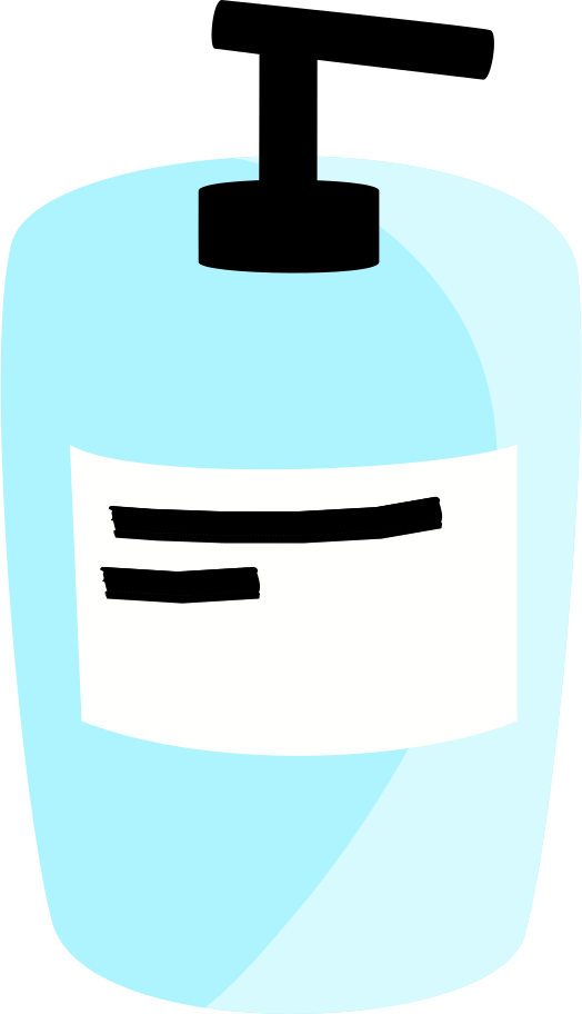 Bubble bath in a blue bottle Illustration in PNG, SVG