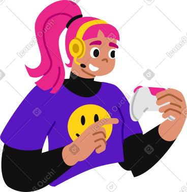 有游戏手柄的年轻女子 PNG, SVG