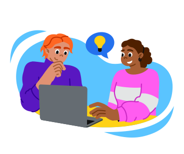 Man and a woman discussing an idea PNG, SVG