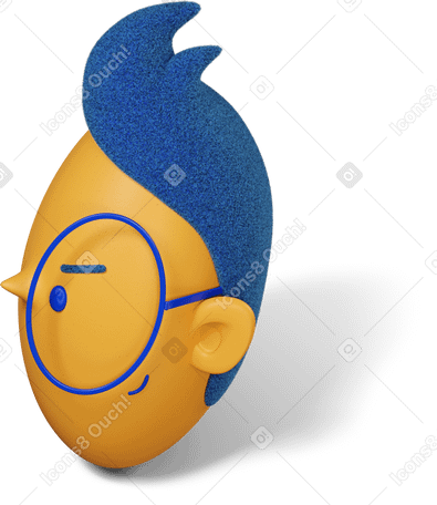 3D Head of a boy looking eagerly to the left Illustration in PNG, SVG